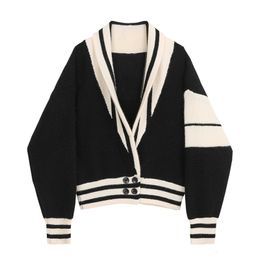 Women's Knits Tees Sweater Women Striped Japanese style Sleeveless V neck All match Loose Casual Lovely Students Fashion Ulzzang cardigans 230726