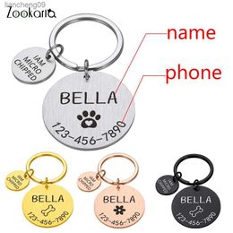Personalised Dog Pet ID Tag Engraved Name Phone Bone Flower Pet ID Name for Cat Puppy Dog Tag Pendant Keyring Pet Accessories L230620