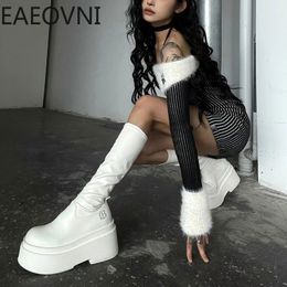 Boots Winter Gothic Boots for Women Fashion Punk Style Ladies Long Booties Thick Bottom Women's Knee High Booties 230727