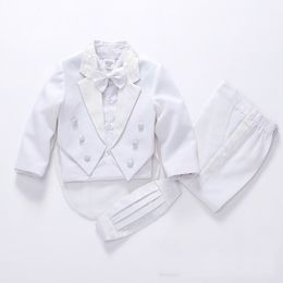 Suits summer Formal Children's clothes for boys wedding suit party baptism christmas dress 14T baby body suits wear 5Piece 230726