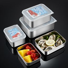 Bottles Jars Square 304 Stainless Steel Crisper Household Sealed Box With Lid Food Grade Refrigerator Fish Meat Frozen Refrigerated 230627