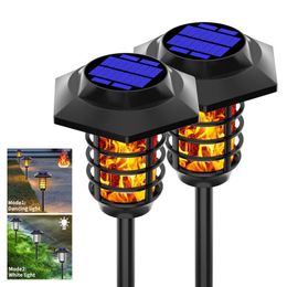 Garden Decorations 48 66 LED Solar Flame Lamp Outdoor Torch Lights Safety Waterproof Light Flicker for Decoration Automatic on Dusk 230727