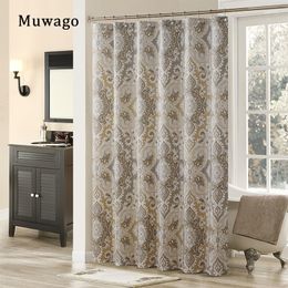 Shower Curtains Muwago Khaki Classic Polyester Waterproof Fabric Printed Black Out Stain Resistant Mildew-Proofing Shower Curtain For Barthroom 230727