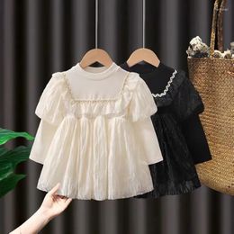 Girl Dresses Baby Dress Spring And Summer Korean Style Solid Colour Long Sleeve Cotton Skirt Gauze Princess Party