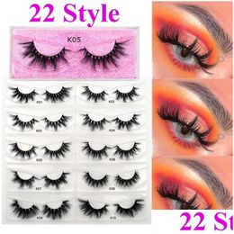 Other Health Beauty Items 22 Styles Mink Eyelash Vendor Lashes 100% Cruelty 15Mm 20Mm 25Mm 5D 6D False Eyelashes Crisscross Natural Dhsxk