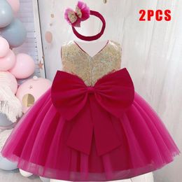 Girl Dresses Toddler Sequins Bow Baby Dress For Borns 1 Year Birthday Christening First Communion Party Wedding Princess