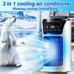 Stay Cool and Comfortable Anywhere with this Portable 3-in-1 Air Conditioner, Humidifier, and Light Fan!