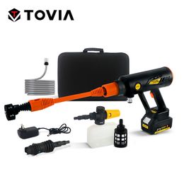 Hoses T TOVIA Cordless High Pressure Washer Power Cleaner Max 6 Mpa 870 PSI with Waterproof Battery Portable Car Washer Garden Spray 230727