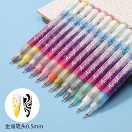 Nail Gel 12pcsset Art Drawing Pen Colour tick pen DIY French Waterproof Line Detail Floral Pattern Manicure Tools 230726