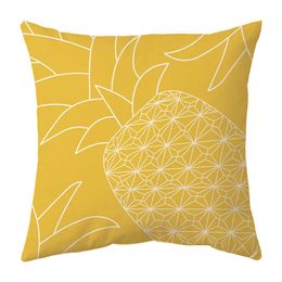 Cushion/Decorative 45x45cm Yellow Decorative case Flower Leaf Plant Yellow Throw Case Polyester Geometric Printing Cushion Cover