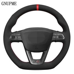 Hand stitched Black Suede Car Steering Wheel Cover For Seat R Leon ST Cupra Ateca FR216U