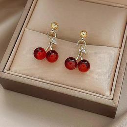 Dangle Earrings 2023 Temperament Women Red Cherry Suitable For Personality Stainless Steel Charm Jewellery