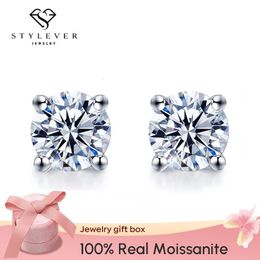 Stud Stylever Real 05ct 1ct D Colour Diamond Earrings for Women 925 Sterling Silver Wedding Luxury Jewellery 230726