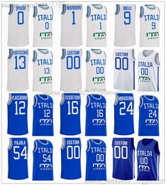 2023 FIBA Italy World Cup Basketball Jerseys 13 Simone Fontecchio 9 Nicolo Melli 40 Luca Severini 0 Marco Spissu 1 Nico Mannion 12 Diego Flaccadori 16 Amedeo Tessitori