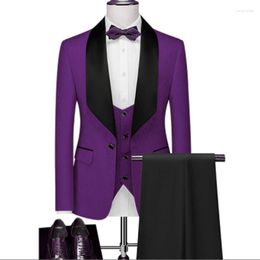 Мужские костюмы в стиле мужской фиолетовый рисунок и черный жених смокинга