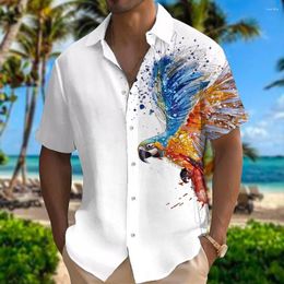 Men's Casual Shirts Animal Hawaii Shirt Colourful Ink Printing High Quality Top Short Sleeve Daily Street Clothing Oversized