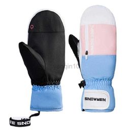 Ski Gloves Winter Warm Ski Gloves 2 Fingers Snowboard Gloves Snowmobile Winter Skiing Mitten Windproof Waterproof Snow Gloves Unisex HKD230727