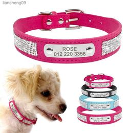 Personalised Dog Collar Leather Dog Puppy Collars With Customised Name Tag Adjustable Cat Collar For Small Medium Dogs Cats L230620