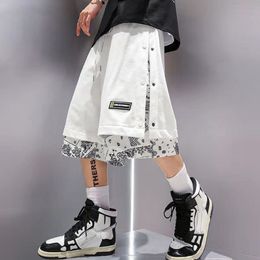 Men Short Basketball Paisley Hippie Streetwear Hip Hop Harajuku Retro Printed Irregular Loose Wide leg
