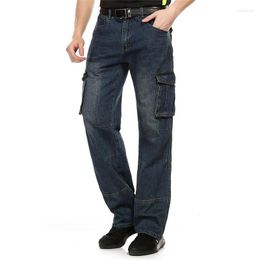 Men's Jeans MORUANCLE Mens Casual Baggy Cargo Pants With Multi Big Pocket Loose Workwear Biker Tactical Denim Trousers Plus Size 30-40