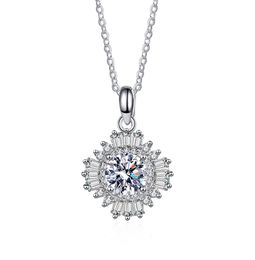 Moissanite Square Pendant Necklace D Color VVS1 Pure S925 Sterling Silver for Women Wedding Fine Jewelry