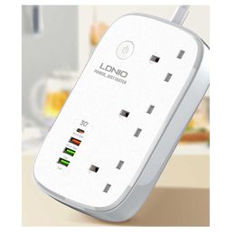 Smart Power Plugs UK WiFi Smart Power Strip With 3 AC Socket 3 USB Port Plug Strip Timing 2500W 2M Extension Socket Overload Protection Multi Plug HKD230727