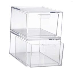 Storage Boxes 2x Clear Box Desktop For Hair Brushes Cosmetics Accessories