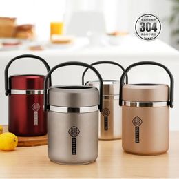 Thermoses Portable Vacuum Lunch Box Large Capacity Food Thermal Jar Stainless Steel Bento Box Leakproof Insulated Thermos Container Office 230727