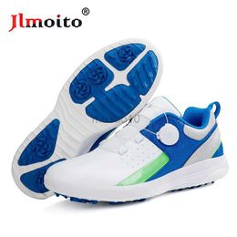 Golf Men Women Leather Golf Shoes Quick Lacing Non-slip Spikes Golf Sneakers Golf Training Sneakers Spin Buckle Golf Athletic Shoes HKD230727