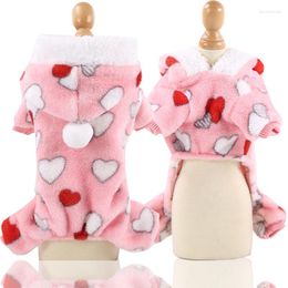 Dog Apparel Flannel Jumpsuit Winter Clothes Cute Heart Small Costume Overalls Pyjamas Coat Outfit Puppy Pet Clothing