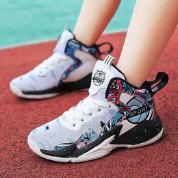 Brand Kids Non-Slip Basketball Shoes Breathable Sports Shoes Comfortable Gym Training Athletic Shoes Boys High Top Sneakers