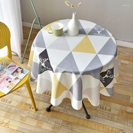 Table Cloth Nordic Style Round Tablecloth Simple Waterproof Restaurant El Household Printing Plaid Geometric Animal