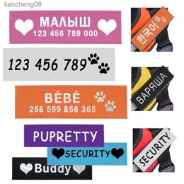 2 PCS Personalized Dog Harness Name Tag Label Custom Reflective Colorful Nameplate Cat Harness Hook Loop Fastener Pet Supplies L230620