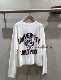 Women Sweaters Spring Letter loro piana Round Neck Long Sleeve Cashmere Knitted Sweater Pullover White Red Grey Blue