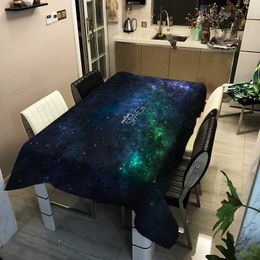 Table Cloth Galaxy Blue Starry Universe Space Mysterious Nebula Ornaments Elastic Tablecloth Cafe Decorations Party Home Decor Table Cover