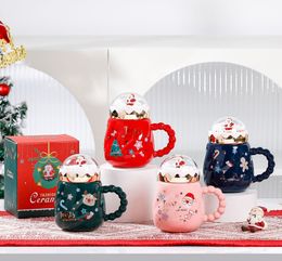 The latest 17OZ Christmas Ceramics Mark Cup Gift Cover, many style choices, support custom LOGO