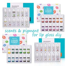 Lip Balm 12pcsbox 10ml Vegan Natural Flavoring Oil Scents Essence Drops Liquid Pigment Dyeing Color for Gloss Diy Use 230726