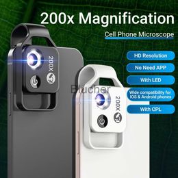 Telescopes APEXEL HD Digital 200x Microscope Zoom Lens LED Light Micro Macro Pocket Lenes With CPL for iPhone Samsung and All Smartphones x0727