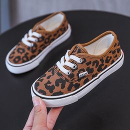 New Autumn Canvas Shoes Leopard Sneakers Children Classical Lace Up Shoes boys Big Kid Sport Shoe School Shoes for Teen Girls