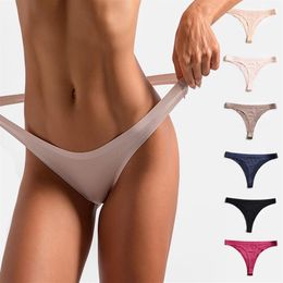 Whole 3pcs lot Ice Silk Panties Sexy Briefs Seamless Thongs Women Underwear Panties for Girls Ladies Panty G String Tangas305H