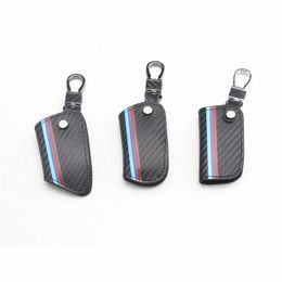 1pcs Carbon fiber leather Smart Remote Key Case Cover Holder Key Chain Cover Remote For BMW 1 3 5 6 7 Series X1 X3 X4 X5 X6338W
