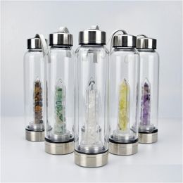 Water Bottles Natural Quartz Gem Glass Bottle Direct Drinking Crystal Cup 8 Styles Dhs Fast Drop Delivery Home Garden Kitchen Dining Dh1Td