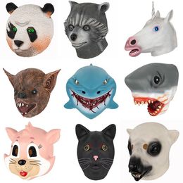 Party Masks Funny Donkey Panda Shark Cat Rhinoceros Parrot Animal Mask Halloween Masquerade Mask Latex Party Panda Animal Mask Kids Party 230726