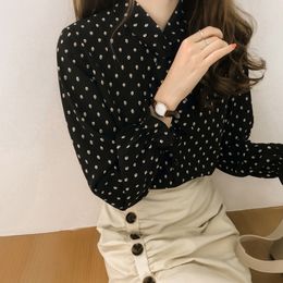 Womens Blouses Shirts Long Sleeve Loose Casual Polka Dot Striped Floral Office Blouse Shirt Tops 230726