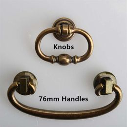 76mm dresser handle knobs bronze drawer cabinet pull 3 antique brass drop rings vintage furniture handles knob286U