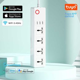 Smart Power Plugs Wifi Tuya Smart Socket General US/EU/UK 4 Outlets 3USB 10A Power Strip Surge Protector 2500W APP Contorl Alexa/Google Socket HKD230727