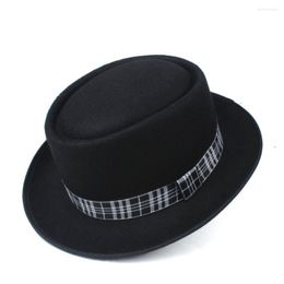 Berets 2023 Men Women Pork Pie Hat Trilby Party For Lady Dad Wool Fedora