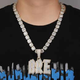 Hip Hop Gold Silver Colour A-Z Letters Pendant Mens Necklace Full Zircon Jewellery