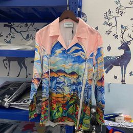 Mens Casual Shirts Real Beach Style Harajuku Hawaiian Casablanca Print Shirt Fitting Men Women 230726