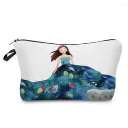 Storage Bags Fresh Painting Cute Whale Sea Series Women's Bag Large Capacity Cosmetic Designer Organizer Eco Waterproof Makeup